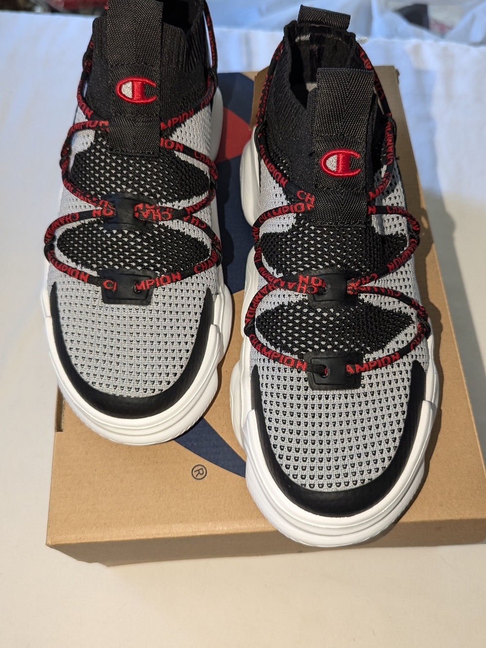 Champion Meloso Flux Boys Slip-On Low Top Sneakers Black/Gray/Red US 6